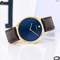 Đồng Hồ Nam Movado Quartz Signature 0607743 Dây Da Mặt Xanh Lam