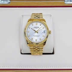 Đồng Hồ Cặp Sunrise Quartz 1255SA  2255SA Dây Sắt Vàng Mặt Trắng ( Giá 1 Chiếc )