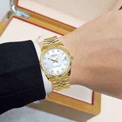 Đồng Hồ Cặp Sunrise Quartz 1255SA  2255SA Dây Sắt Vàng Mặt Trắng ( Giá 1 Chiếc )