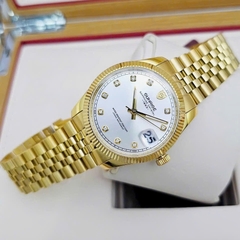 Đồng Hồ Cặp Sunrise Quartz 1255SA  2255SA Dây Sắt Vàng Mặt Trắng ( Giá 1 Chiếc )