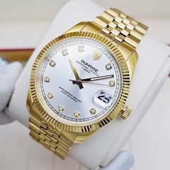 Đồng Hồ Cặp Sunrise Quartz 1255SA  2255SA Dây Sắt Vàng Mặt Trắng ( Giá 1 Chiếc )