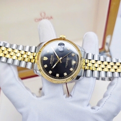 Đồng Hồ Cặp Sunrise Quartz 1255SA 2255SA Dây Thép Demi Gold Mặt Đen Sapphire ( Giá 1 Chiếc )