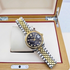 Đồng Hồ Cặp Sunrise Quartz 1255SA 2255SA Dây Thép Demi Gold Mặt Đen Sapphire ( Giá 1 Chiếc )