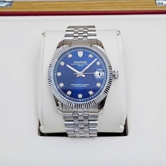 Đồng Hồ Cặp Sunrise Quartz 1255SA 2255SA Thép Trắng Blue ( Giá 1 Chiếc )