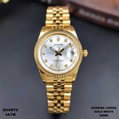 Đồng Hồ Cặp Sunrise Quartz 1255SA  2255SA Dây Sắt Vàng Mặt Trắng ( Giá 1 Chiếc )