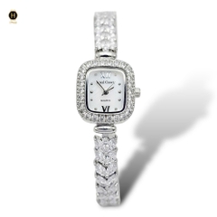 Đồng hồ Royal Crown 1514 Lắc Tay Vuông Dây Sắt Đính Đá