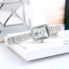 Đồng Hồ Nữ Royal Quartz 2032 Dây Thép Trắng Mặt Trắng Viền Đá