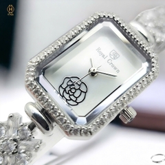 Đồng Hồ Nữ Royal Quartz 2032 Dây Thép Trắng Mặt Trắng Viền Đá