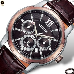 Đồng Hồ Nam Citizen Automatic Collection Mechanical Multi-Hands NB2004-18W  Dây Da Nâu Mặt Nâu