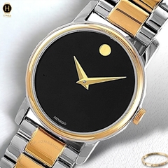 Đồng Hồ Nữ Movado Quartz 2100018 Dây Thép Demi Vàng Mặt Đen
