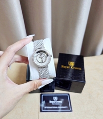Đồng Hồ Nữ Royal Crown Quartz 2606 Thép Trắng