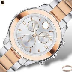 Đồng Hồ Unisex Movado Quartz Chronograph Bold 3600547 Dây Thép Demi Vàng Hồng Mặt Trắng