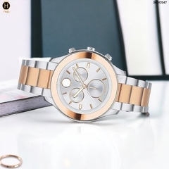 Đồng Hồ Unisex Movado Quartz Chronograph Bold 3600547 Dây Thép Demi Vàng Hồng Mặt Trắng