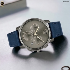 Đồng Hồ Nam Movado Quartz Chronograph Bold Thin 3600720 Dây Da Xanh Mặt Xám