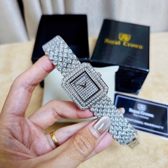 Đồng Hồ Nữ Royal Crown Quartz 3619M Thép Trắng Mặt Full Đá