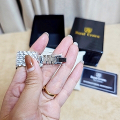 Đồng Hồ Nữ Royal Crown Quartz 3619M Thép Trắng Mặt Full Đá