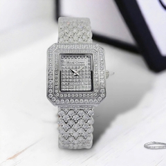 Đồng Hồ Nữ Royal Crown Quartz 3619M Thép Trắng Mặt Full Đá