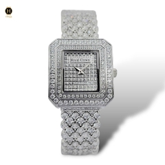 Đồng Hồ Nữ Royal Crown Quartz 3619M Thép Trắng Mặt Full Đá