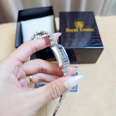 Đồng Hồ Nữ Royal Crown Quartz 3619M Thép Trắng Mặt Full Đá