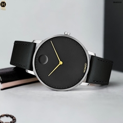 Đồng Hồ Nam Movado Quartz Face 3640033 Dây Da Đen Mặt Đen Kim Vàng