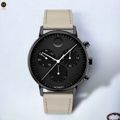 Đồng Hồ Nam Movado Quartz Chronograph 3640055 Face Dây Da Trắng Mặt Đen