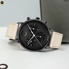 Đồng Hồ Nam Movado Quartz Chronograph 3640055 Face Dây Da Trắng Mặt Đen
