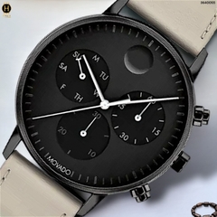 Đồng Hồ Nam Movado Quartz Chronograph 3640055 Face Dây Da Trắng Mặt Đen
