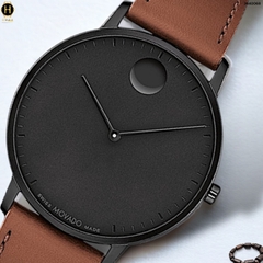 Đồng Hồ Nam Movado Quartz 3640068 Face Dây Da Nâu Mặt Đen