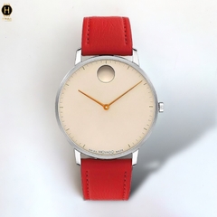 Đồng Hồ Nam Movado Quartz Face 3640097 Dây Da Đỏ Mặt Beige