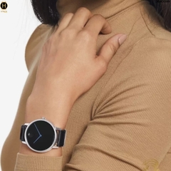 Đồng Hồ Unisex Movado Quartz Face 3640099 Dây Da Đen Mặt Đen Kim Xanh