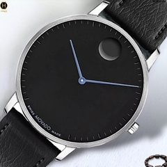 Đồng Hồ Unisex Movado Quartz Face 3640099 Dây Da Đen Mặt Đen Kim Xanh