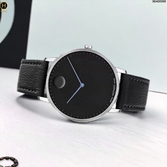 Đồng Hồ Unisex Movado Quartz Face 3640099 Dây Da Đen Mặt Đen Kim Xanh