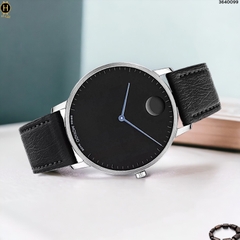 Đồng Hồ Unisex Movado Quartz Face 3640099 Dây Da Đen Mặt Đen Kim Xanh
