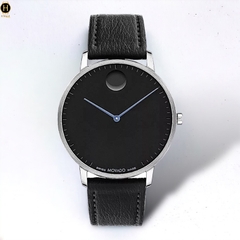 Đồng Hồ Unisex Movado Quartz Face 3640099 Dây Da Đen Mặt Đen Kim Xanh