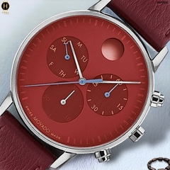 Đồng Hồ Nam Movado Quartz Chronograph 3640102 Face Dây Da Đỏ Mặt Đỏ