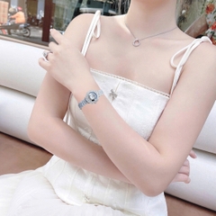 Đồng Hồ Nữ Royal Crown Quartz Đính Đá 4660 Thép Trắng