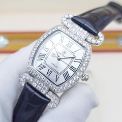 Đồng Hồ Nữ Royal Quartz 4670 Da Đen Mặt Trắng