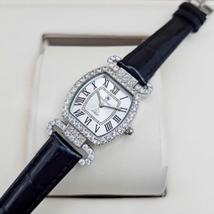 Đồng Hồ Nữ Royal Quartz 4670 Da Đen Mặt Trắng