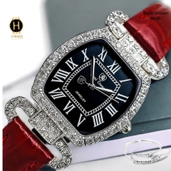 Đồng Hồ Nữ Royal Crown Quartz 4670 Da Đỏ Mặt Trắng