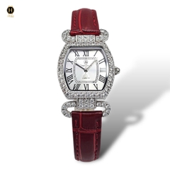 Đồng Hồ Nữ Royal Quartz 4670 Da Đỏ Mặt Trắng