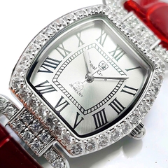 Đồng Hồ Nữ Royal Quartz 4670 Da Đỏ Mặt Trắng