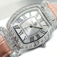 Đồng Hồ Nữ Royal Quartz 4670 Da Hồng Mặt Trắng