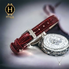 Đồng Hồ Nữ Royal Crown Quartz 4670 Da Đỏ Mặt Trắng