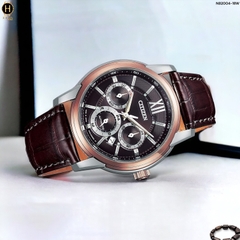 Đồng Hồ Nam Citizen Automatic Collection Mechanical Multi-Hands NB2004-18W  Dây Da Nâu Mặt Nâu