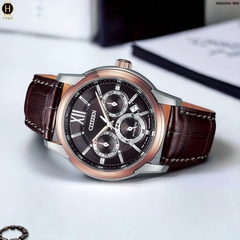 Đồng Hồ Nam Citizen Automatic Collection Mechanical Multi-Hands NB2004-18W  Dây Da Nâu Mặt Nâu