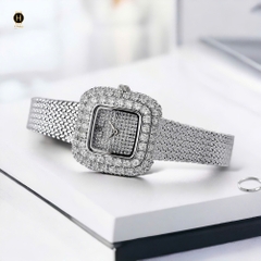 Đồng Hồ Nữ Royal Crown Quartz 6140 Thép Trắng