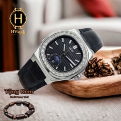 Đồng Hồ Nam I&W Carnival Automatic 735G5 Dây Da Vỏ Trắng Mặt Đen Sapphire