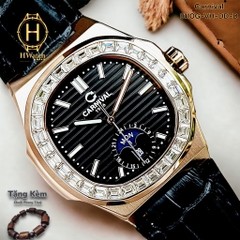 Đồng Hồ Nam Carnival Automatic 8110G-VH-DD-D Dây Da Vỏ Vàng Hồng Mặt Đen Sapphire