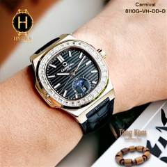 Đồng Hồ Nam Carnival Automatic 8110G-VH-DD-D Dây Da Vỏ Vàng Hồng Mặt Đen Sapphire