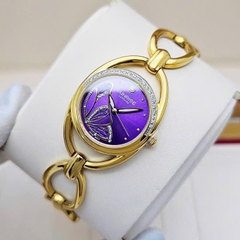 Đồng Hồ Nữ Sunrise Quartz 9014AA Thép Vàng Tím